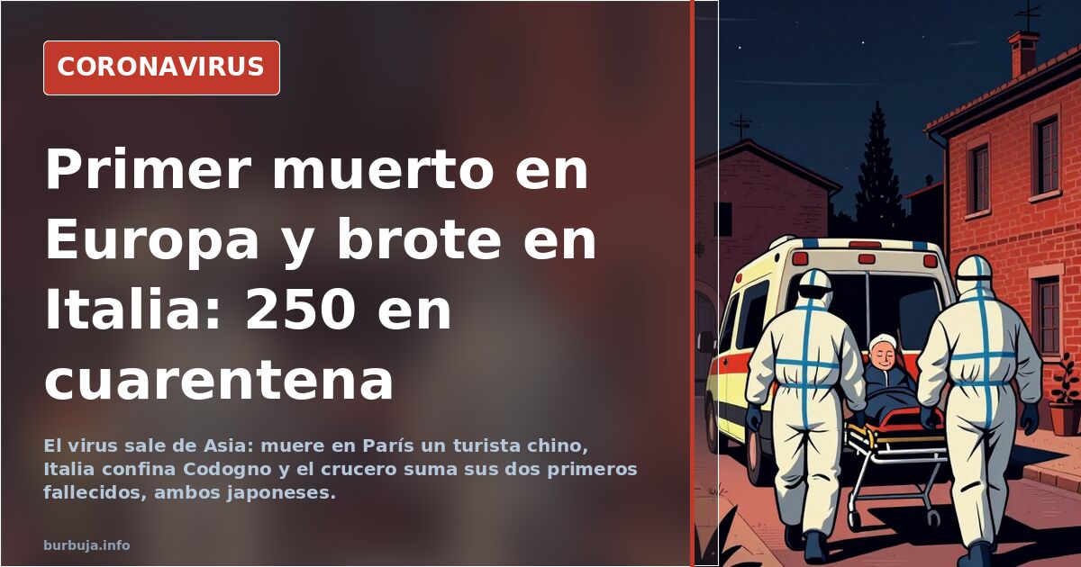 Primer muerto en Europa y brote en Italia: 250 en cuarentena