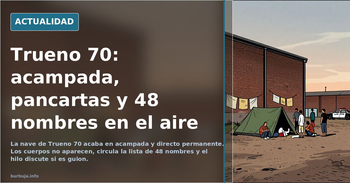 Trueno 70: acampada, pancartas y 48 nombres en el aire