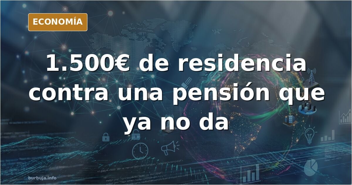Ilustración editorial en azul marino y dorado con gráficos de factura y monedas que representan el coste de una residencia fr