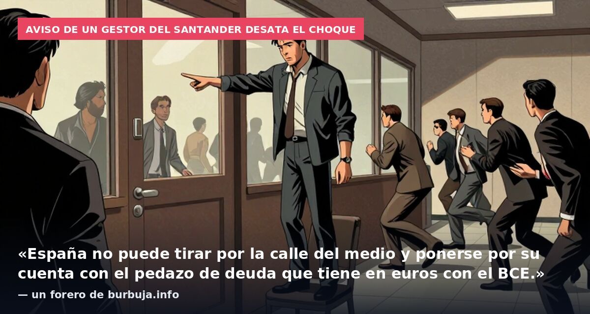 Aviso de un gestor del Santander desata el choque: «España no puede tirar por la calle del medio y ponerse por su cuenta con el pedazo de deuda que tiene en euros con el BCE.» — un forero de burbuja.info