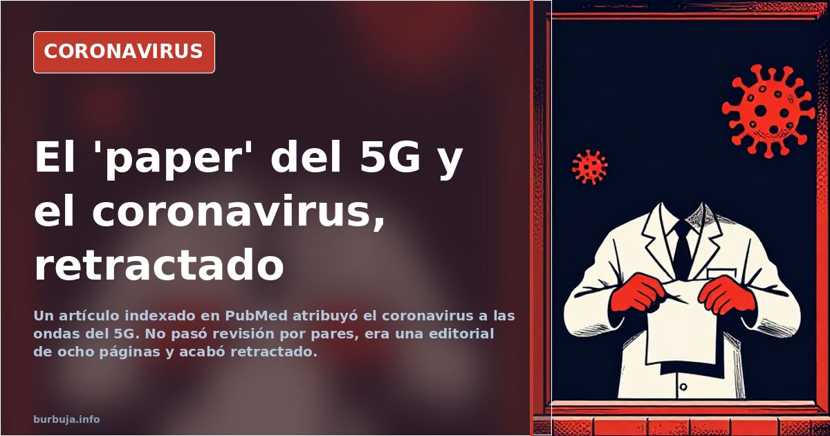 Antena de telefonía 5G en una azotea urbana junto a un esquema del coronavirus, el bulo sin revisión por pares