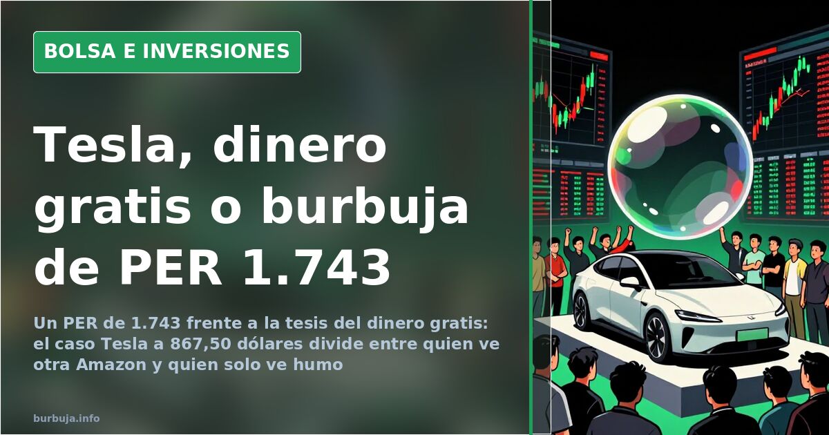 Tesla: 867 dólares y el cálculo de un PER de 1.743,58