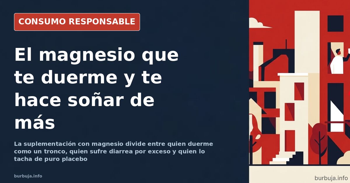 Cápsulas de magnesio y un vaso de agua sobre una mesa, suplemento asociado al descanso y a los sueños intensos