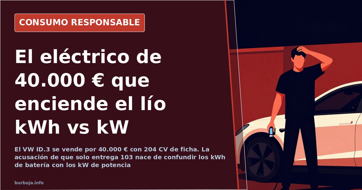 Volkswagen ID.3 blanco enchufado a un punto de recarga urbano, protagonista de la polémica sobre el coche eléctrico