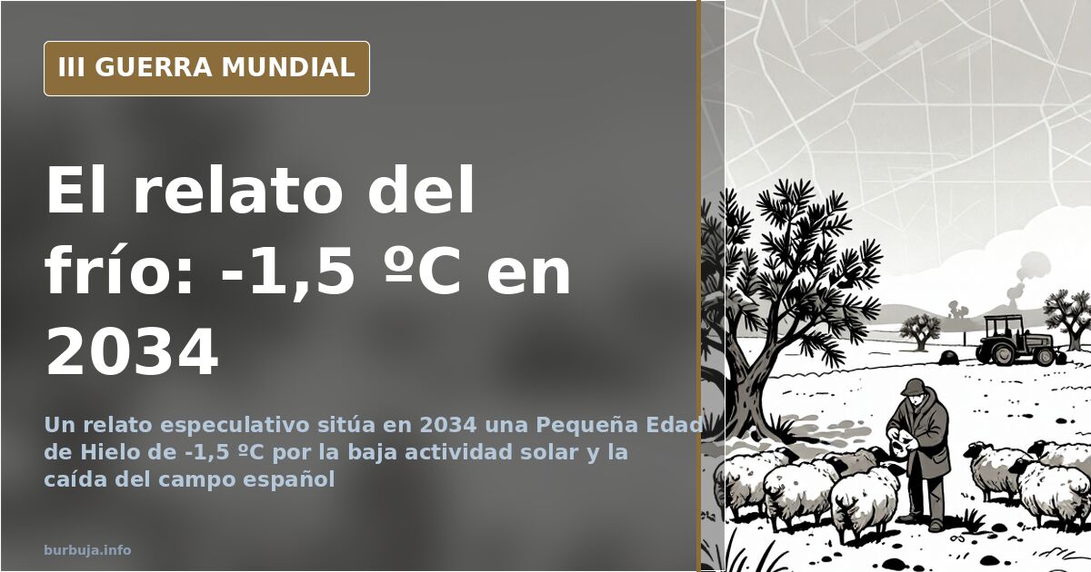 Mapa de Europa con glaciares y el paso del norte bloqueado, escenario de la Pequeña Edad de Hielo de 2034