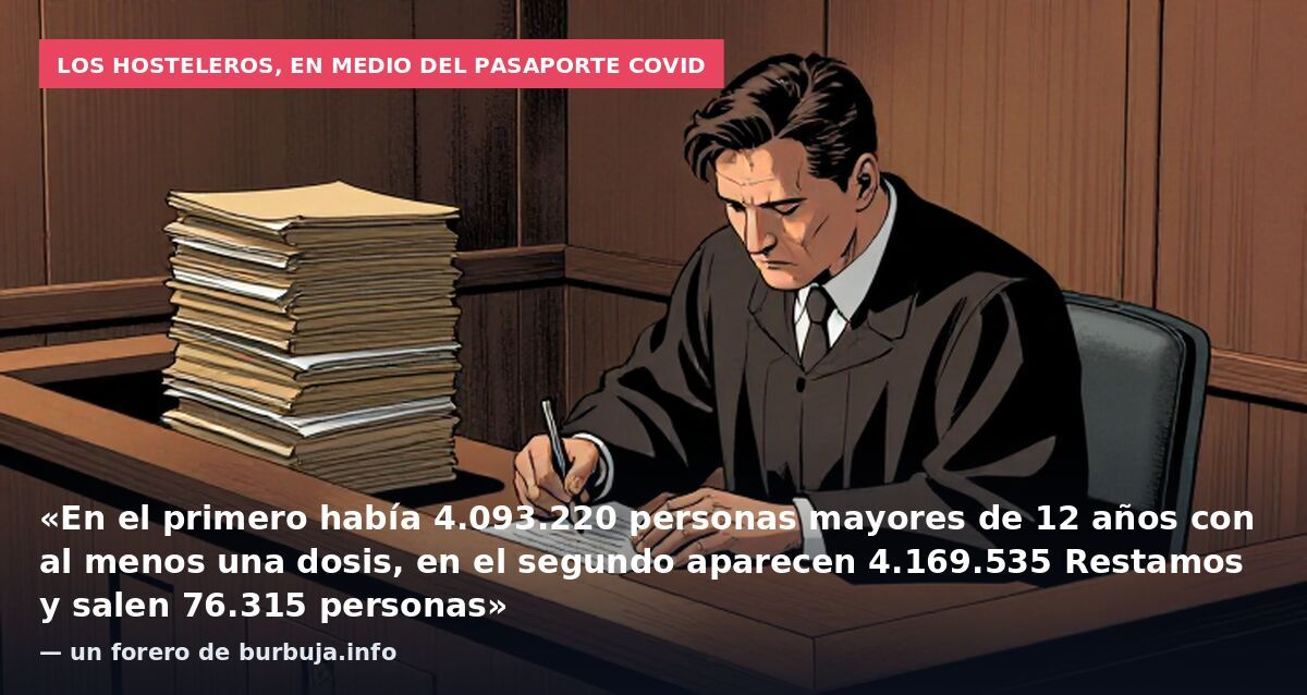 Los hosteleros, en medio del pasaporte Covid: «En el primero había 4.093.220 personas mayores de 12 años con al menos una dosis, en el segundo aparecen 4.169.535 Restamos y salen 76.315 personas» — un forero de burbuja.info
