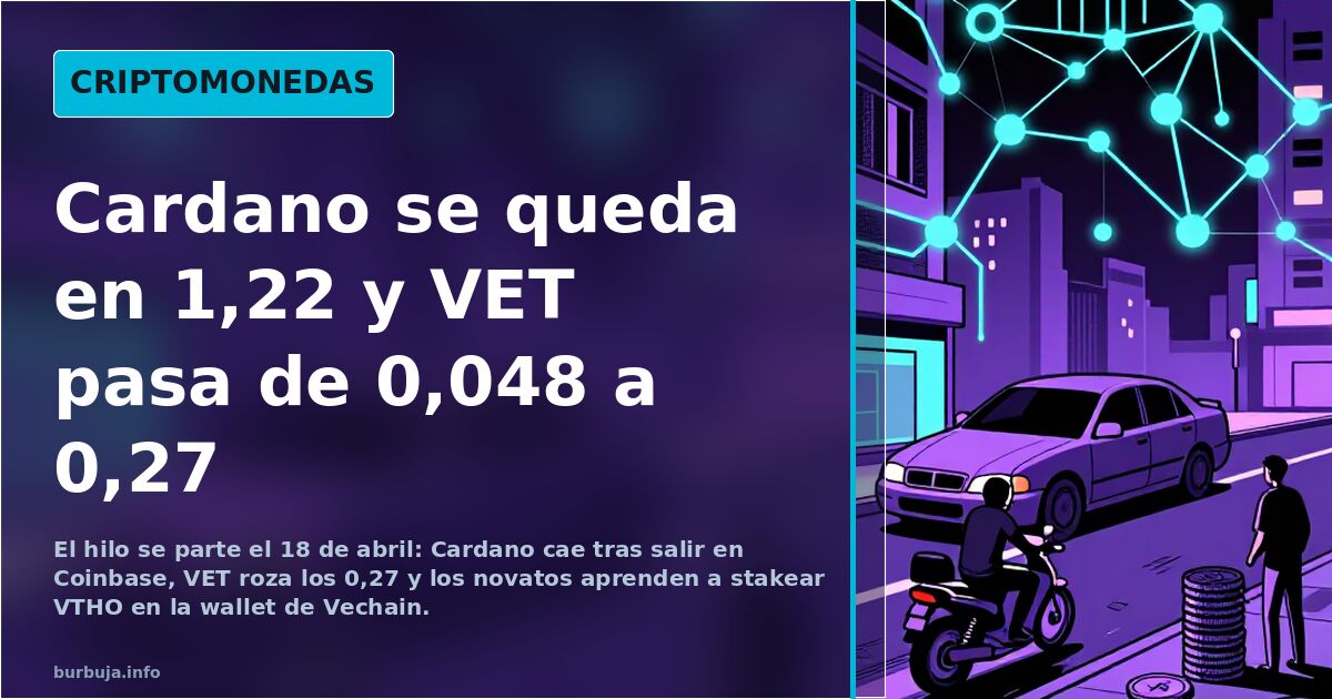 Cardano se queda en 1,22 y VET pasa de 0,048 a 0,27