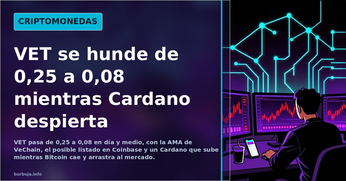 VET se hunde de 0,25 a 0,08 mientras Cardano despierta