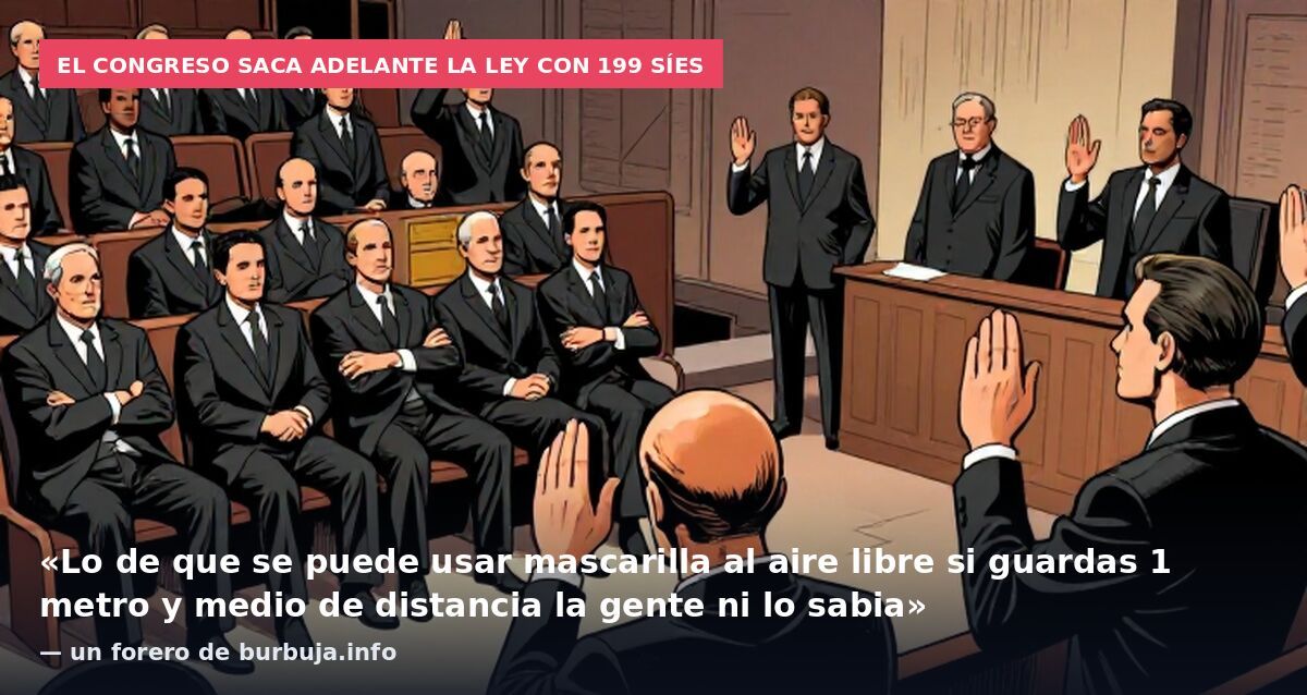 El Congreso saca adelante la ley con 199 síes: «Lo de que se puede usar mascarilla al aire libre si guardas 1 metro y medio de distancia la gente ni lo sabia» — un forero de burbuja.info