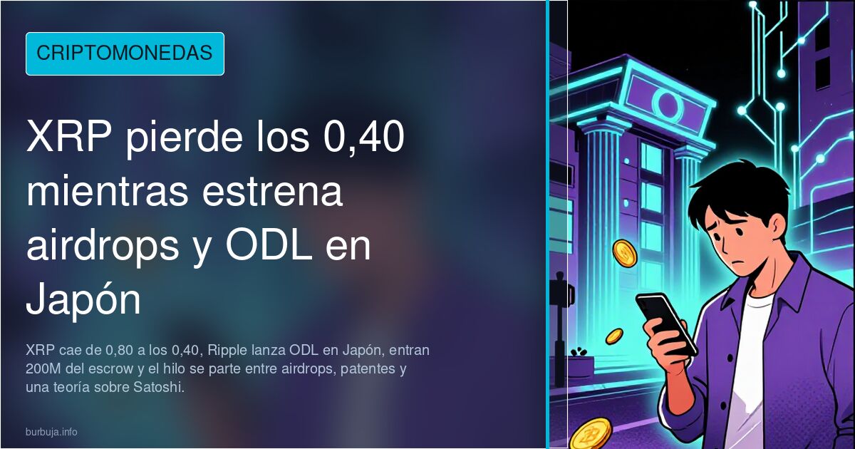 XRP pierde los 0,40 mientras estrena airdrops y ODL en Japón