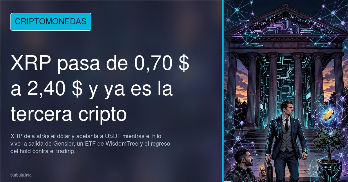 XRP pasa de 0,70 $ a 2,40 $ y ya es la tercera cripto