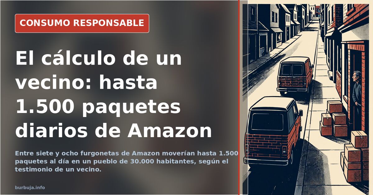 Furgoneta de reparto de Amazon aparcada en una calle de un pueblo del norte