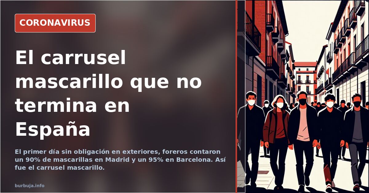 Viandantes con mascarilla caminando por una calle céntrica española el día que decayó la obligación en exteriores