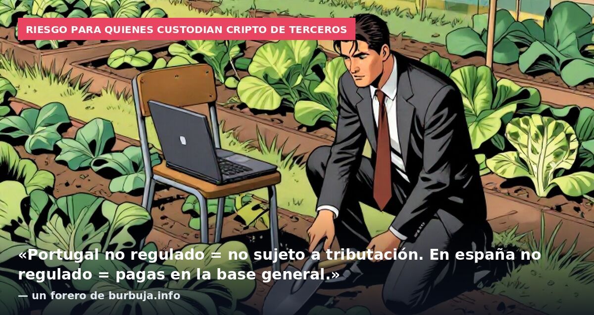 Riesgo para quienes custodian cripto de terceros: «Portugal no regulado = no sujeto a tributación. En españa no regulado = pagas en la base general.» — un forero de burbuja.info