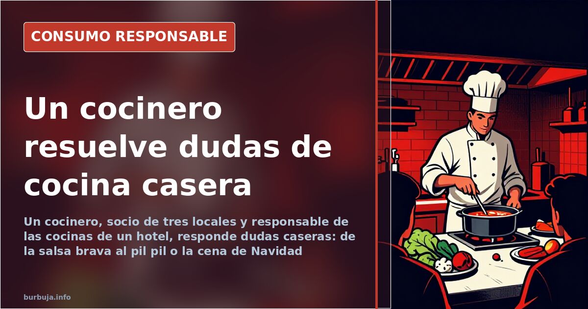 Cocinero profesional preparando patatas bravas y salsas en una cocina doméstica