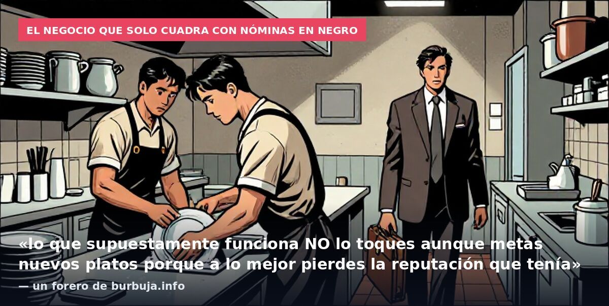 El negocio que solo cuadra con nóminas en negro: «lo que supuestamente funciona NO lo toques aunque metas nuevos platos porque a lo mejor pierdes la reputación que tenía» — un forero de burbuja.info