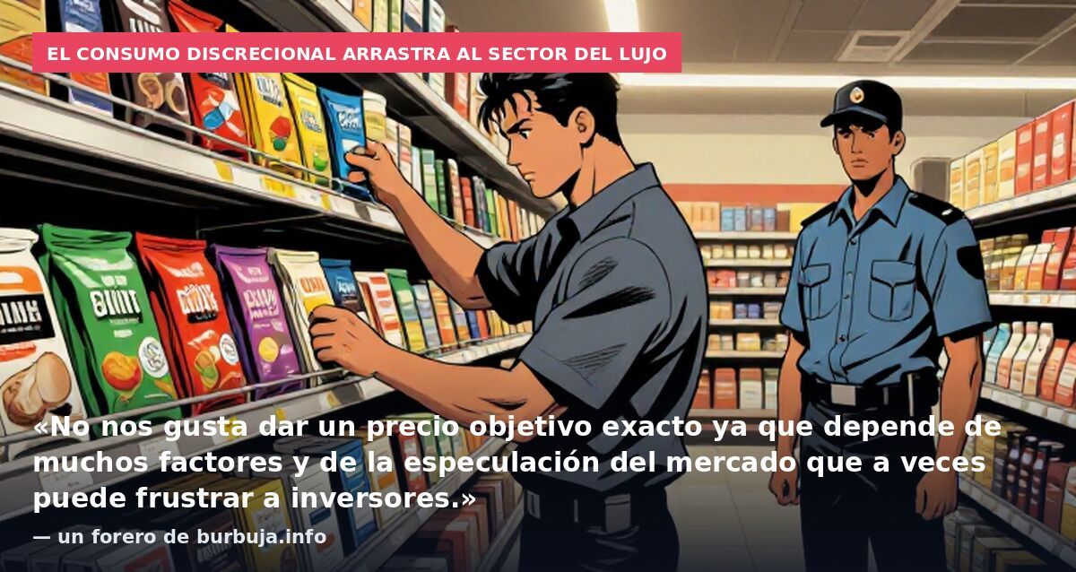El consumo discrecional arrastra al sector del lujo: «No nos gusta dar un precio objetivo exacto ya que depende de muchos factores y de la especulación del mercado que a veces puede frustrar a inversores.» — un forero de burbuja.info