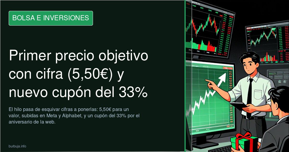 Primer precio objetivo con cifra (5,50€) y nuevo cupón del 33%