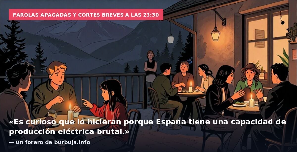 Farolas apagadas y cortes breves a las 23:30: «Es curioso que lo hicieran porque España tiene una capacidad de producción eléctrica brutal.» — un forero de burbuja.info