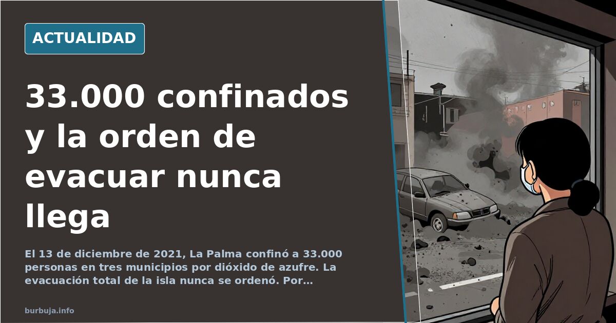 Vista de la columna de humo y ceniza sobre la isla de La Palma con viviendas en primer plano durante la erupción del volcán C