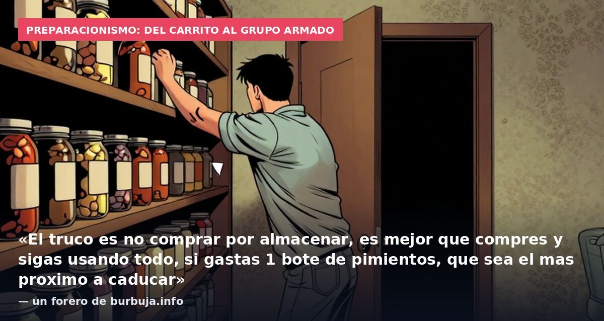 Preparacionismo: del carrito al grupo armado: «El truco es no comprar por almacenar, es mejor que compres y sigas usando todo, si gastas 1 bote de pimientos, que sea el mas proximo a caducar» — un forero de burbuja.info