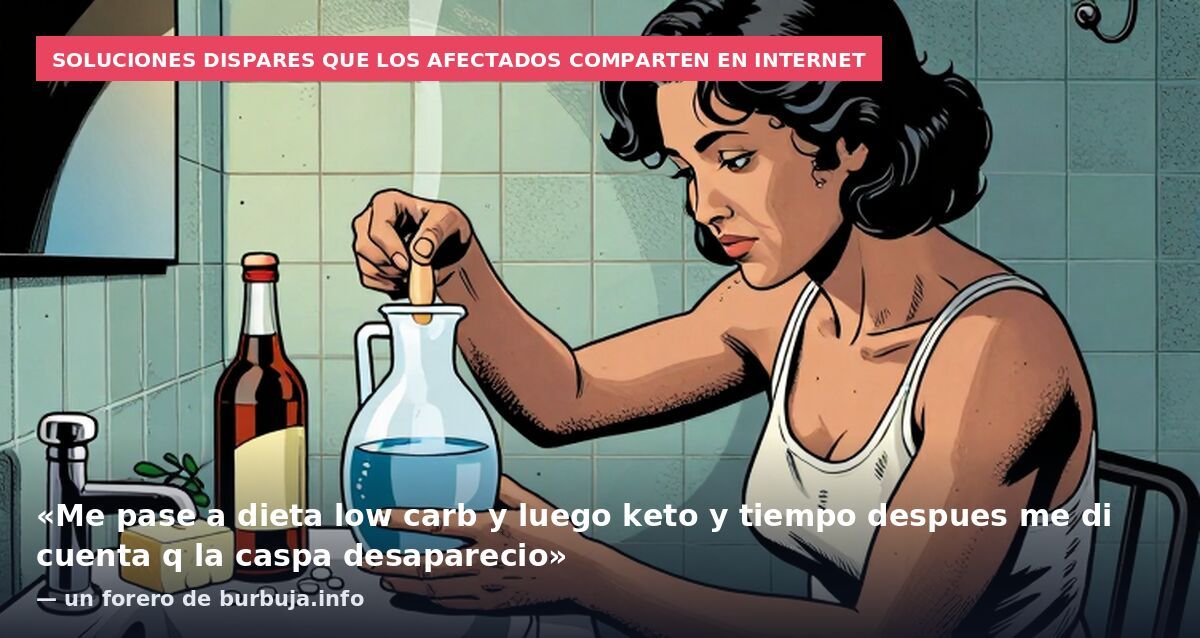 Soluciones dispares que los afectados comparten en internet: «Me pase a dieta low carb y luego keto y tiempo despues me di cuenta q la caspa desaparecio» — un forero de burbuja.info