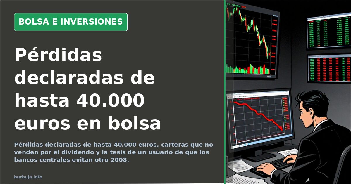 Gráfico de pérdidas en bolsa con carteras en rojo y cifras declaradas de hasta 40.000 euros