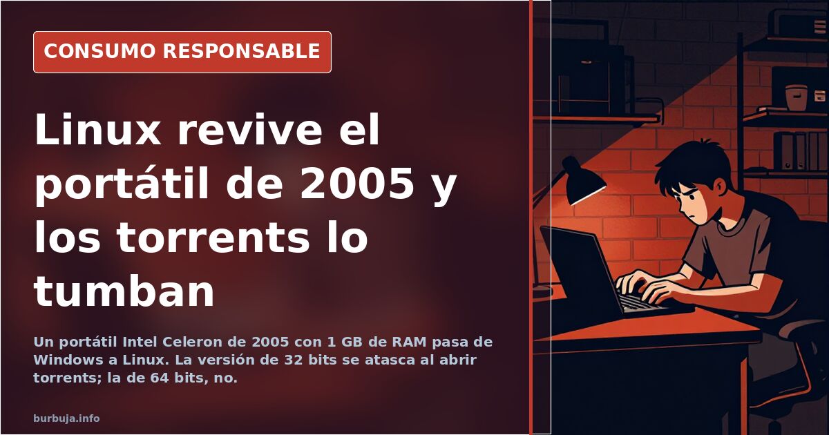 Portátil antiguo de 2005 con Linux instalado, el sistema que da una segunda vida a ordenadores viejos con poca RAM
