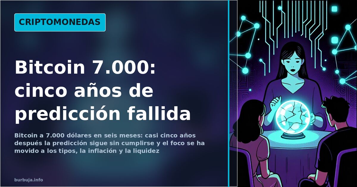 Gráfico de precios de bitcoin con nodos de red blockchain en azul y violeta sobre fondo oscuro y la cifra 7.000 dólares como 