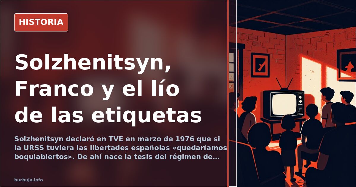 Retrato histórico en blanco y negro de Franco y Solzhenitsyn ilustrando el debate sobre si el franquismo fue dictadura o régi