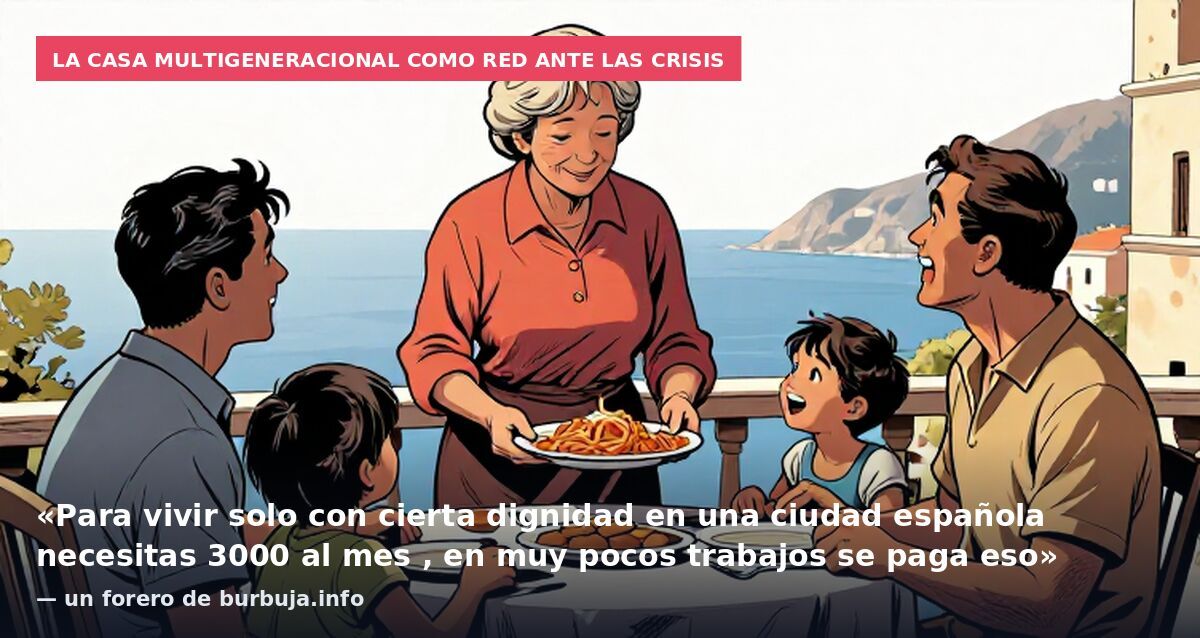 La casa multigeneracional como red ante las crisis: «Para vivir solo con cierta dignidad en una ciudad española necesitas 3000 al mes , en muy pocos trabajos se paga eso» — un forero de burbuja.info