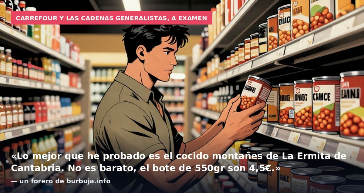 Carrefour y las cadenas generalistas, a examen: «Lo mejor que he probado es el cocido montañes de La Ermita de Cantabria. No es barato, el bote de 550gr son 4,5€.» — un forero de burbuja.info
