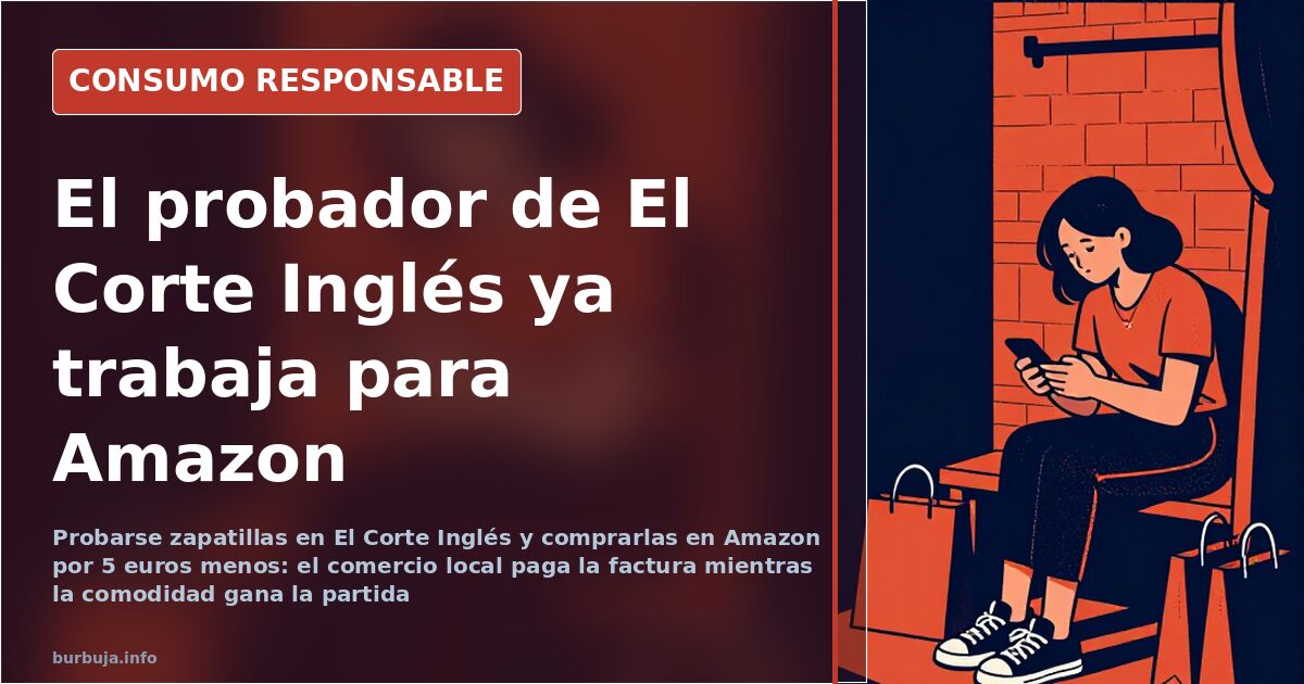 Zapatillas de deporte expuestas en una tienda física junto a un móvil que muestra una compra en Amazon