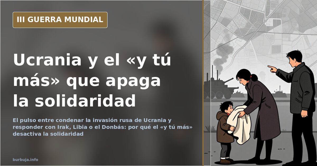 Ilustración documental desaturada con mapa de Europa del Este y siluetas de equipamiento militar en la frontera ucraniana