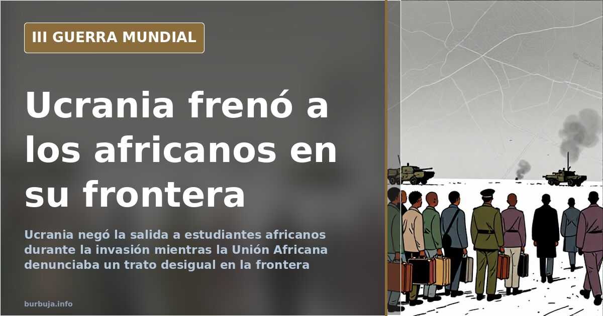 Fila de personas esperando cruzar la frontera ucraniana con Polonia bajo controles militares durante la invasión rusa