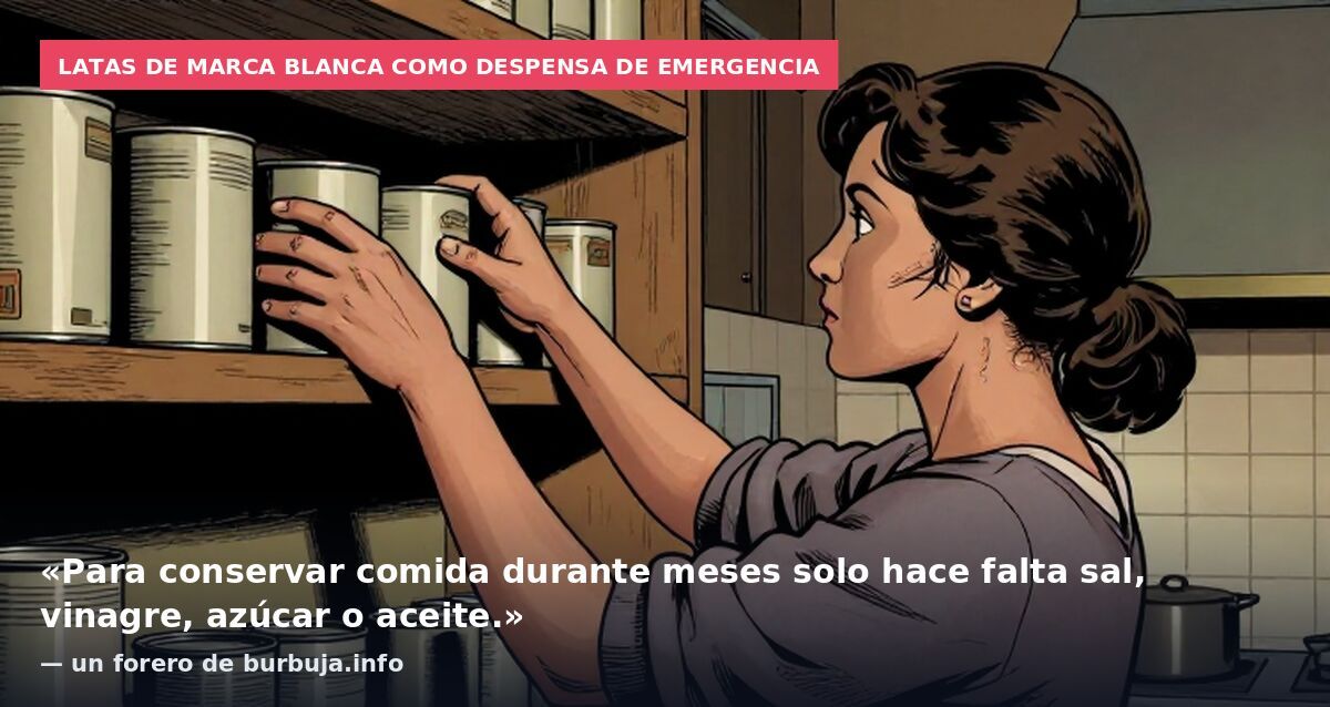 Latas de marca blanca como despensa de emergencia: «Para conservar comida durante meses solo hace falta sal, vinagre, azúcar o aceite.» — un forero de burbuja.info