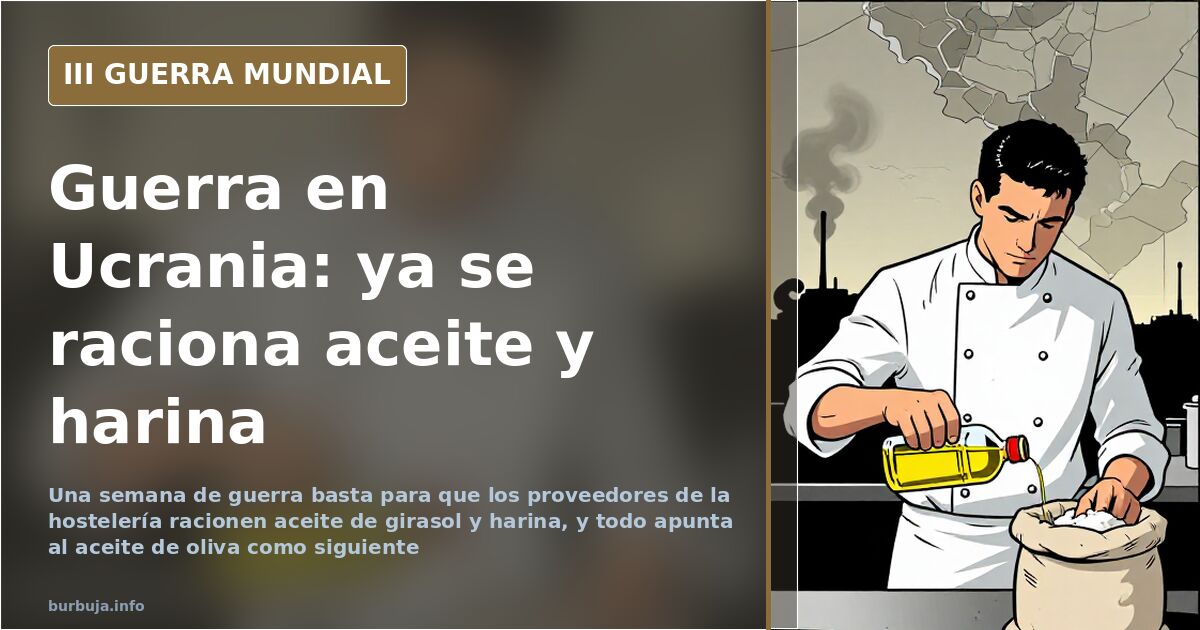 Estantería de supermercado con aceite de girasol y harina racionados durante la escasez en España