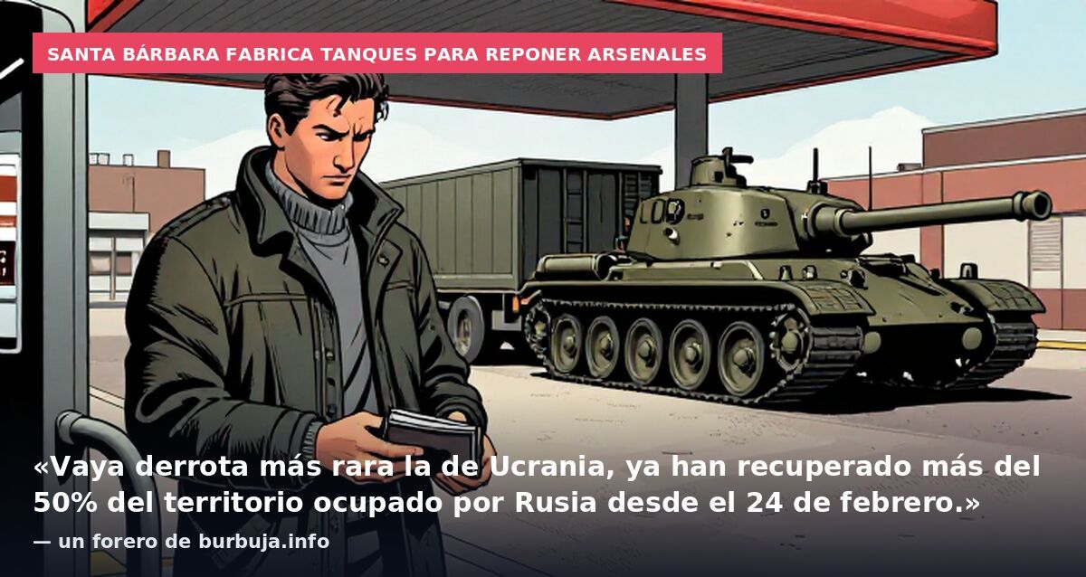 Santa Bárbara fabrica tanques para reponer arsenales: «Vaya derrota más rara la de Ucrania, ya han recuperado más del 50% del territorio ocupado por Rusia desde el 24 de febrero.» — un forero de burbuja.info