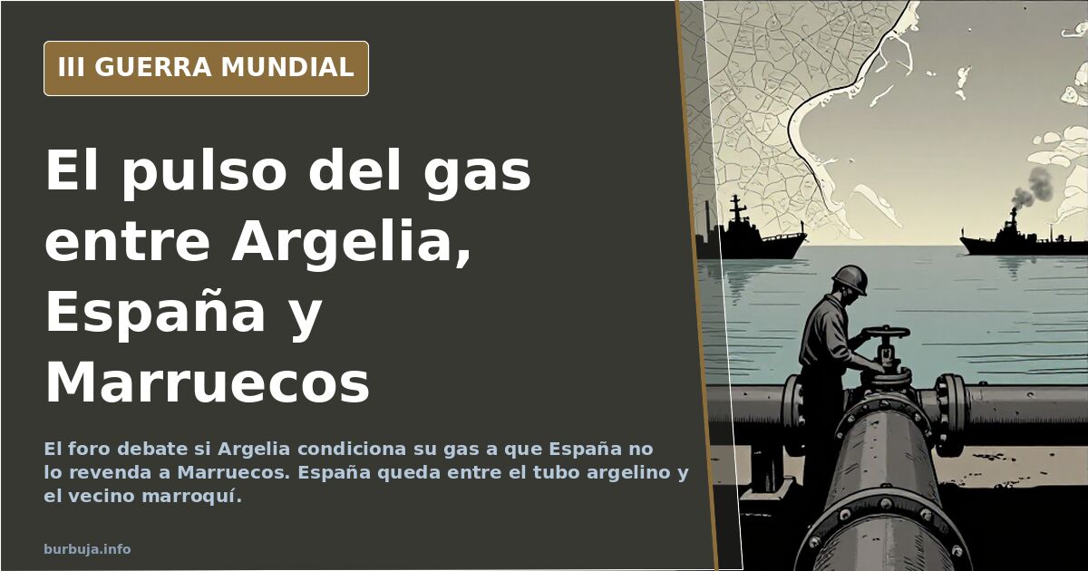 Mapa del gasoducto entre Argelia y España con siluetas de buques metaneros en el Mediterráneo y Marruecos señalado en el hori