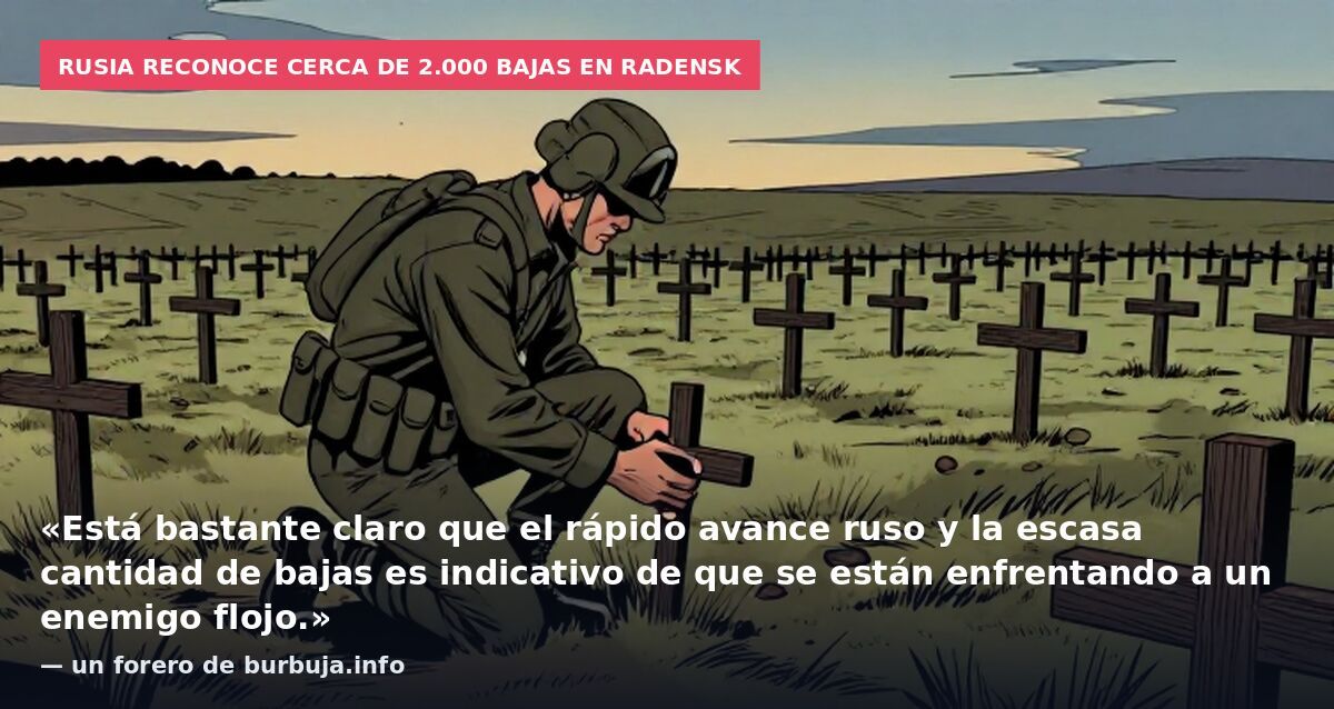 Rusia reconoce cerca de 2.000 bajas en Radensk: «Está bastante claro que el rápido avance ruso y la escasa cantidad de bajas es indicativo de que se están enfrentando a un enemigo flojo.» — un forero de burbuja.info