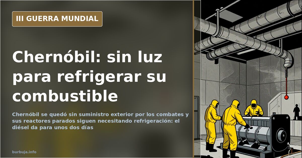 Vista del complejo de la central nuclear de Chernóbil y su sarcófago bajo un cielo desaturado, con la refrigeración del combu