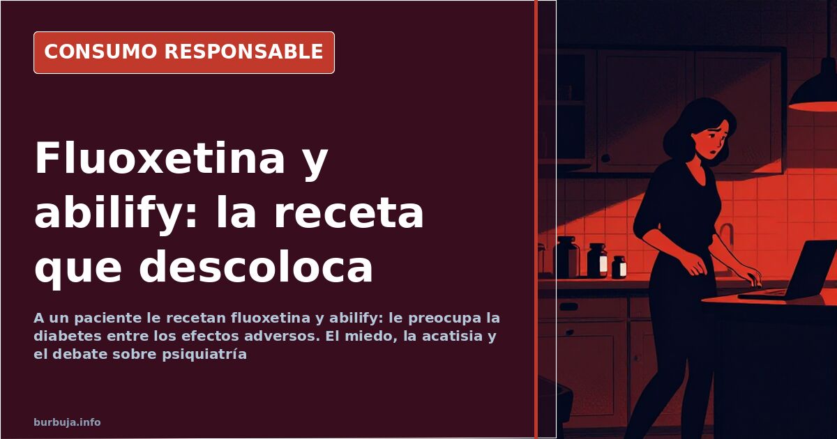Caja de fluoxetina y envase de abilify junto a una receta de psiquiatría sobre una mesa