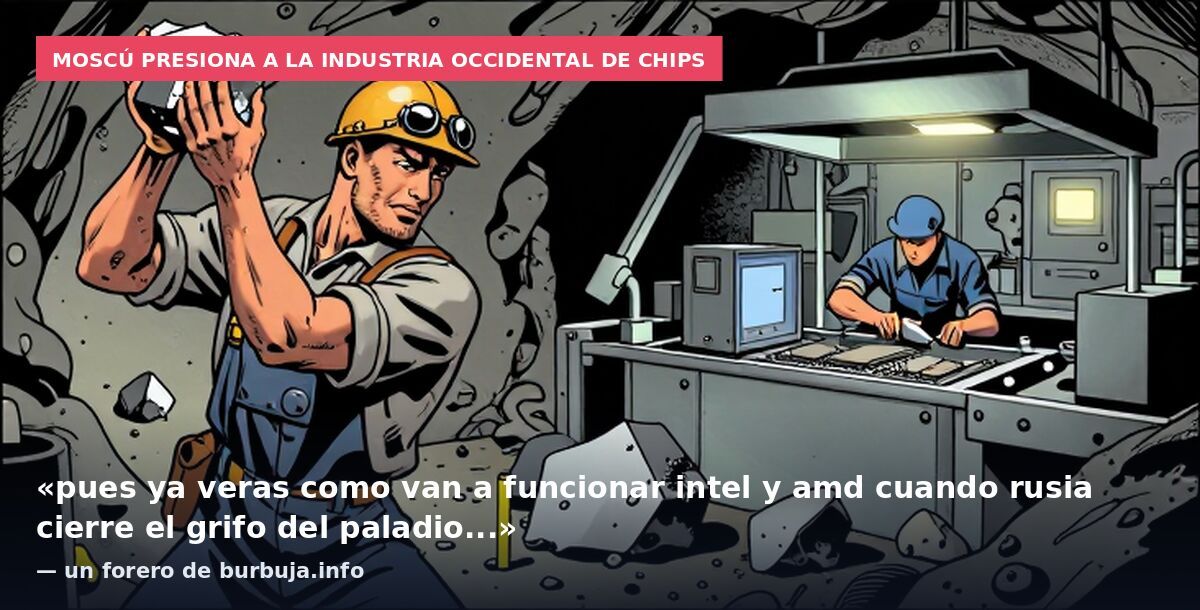 Moscú presiona a la industria occidental de chips: «pues ya veras como van a funcionar intel y amd cuando rusia cierre el grifo del paladio...» — un forero de burbuja.info
