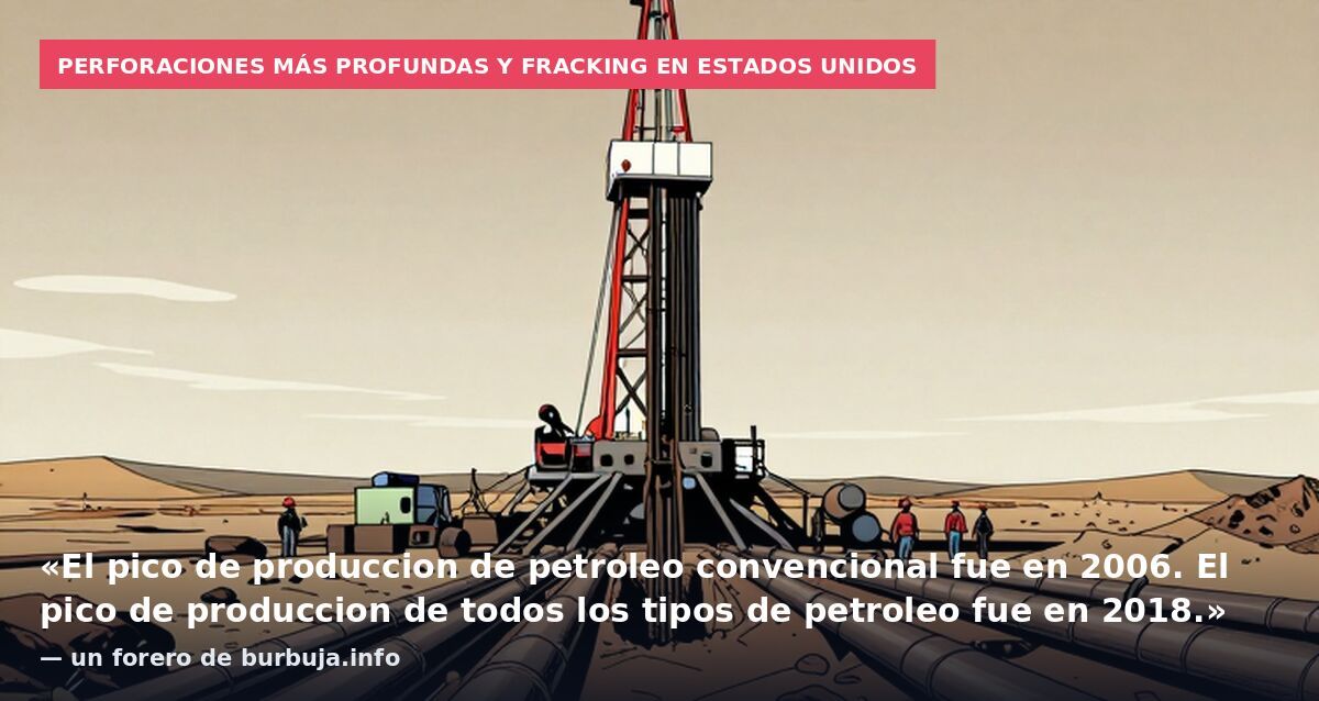 Perforaciones más profundas y fracking en Estados Unidos: «El pico de produccion de petroleo convencional fue en 2006. El pico de produccion de todos los tipos de petroleo fue en 2018.» — un forero de burbuja.info