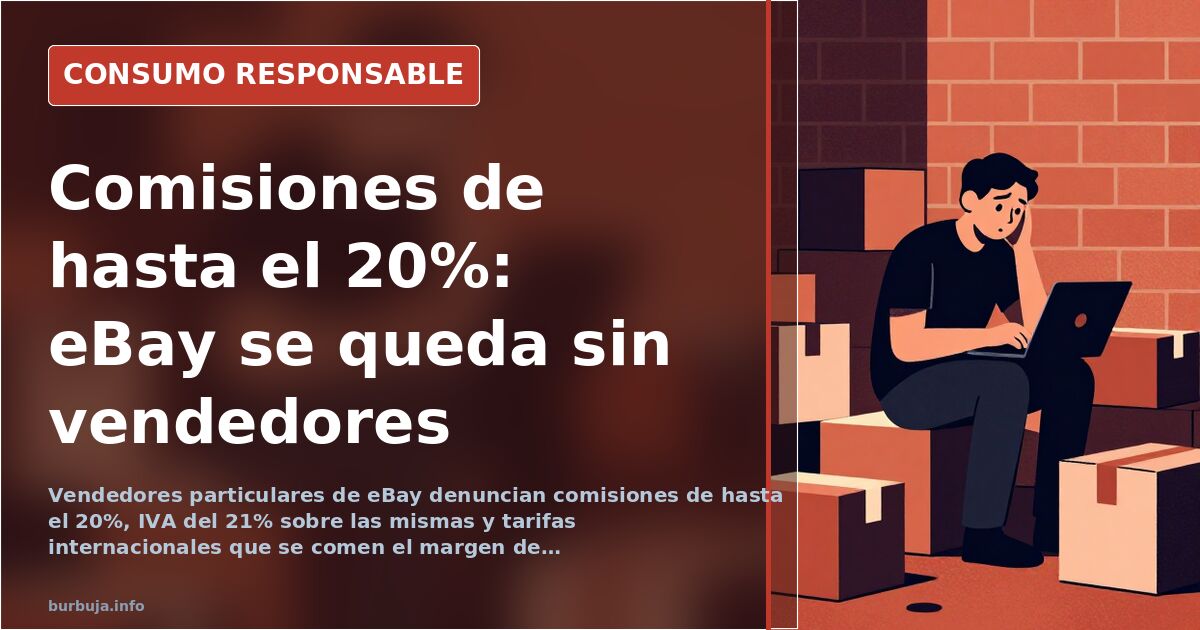 Pantalla de un panel de vendedor de eBay con anuncios publicados y comisiones por venta en plataformas de segunda mano