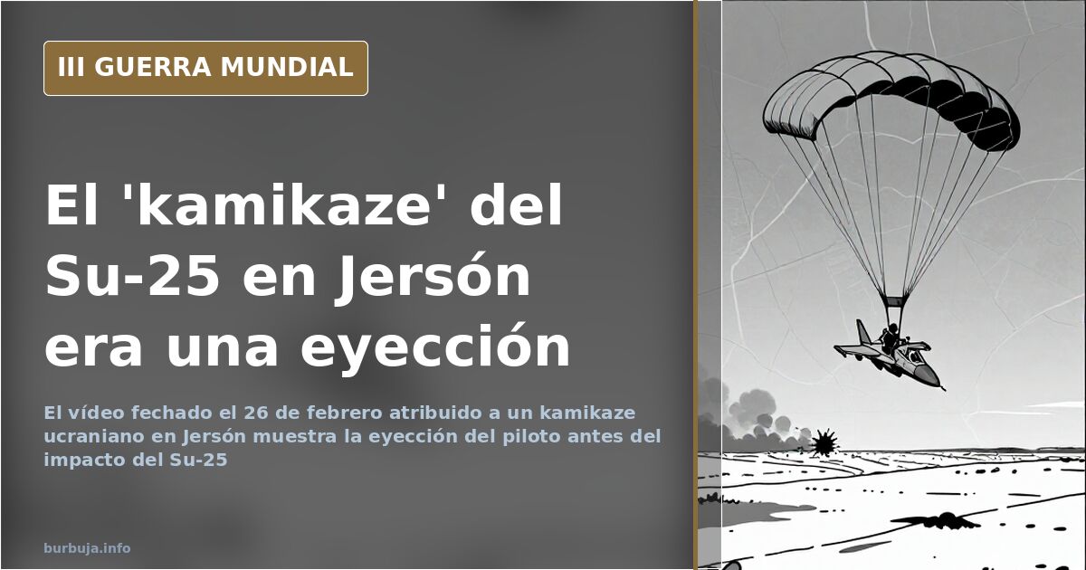Silueta de un avión de ataque Su-25 en picado sobre campo abierto de Jersón con una columna de humo en el horizonte