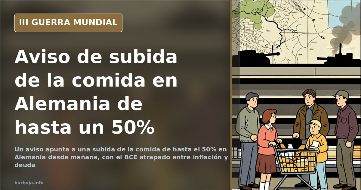 Estantería de supermercado con carne y lácteos, ilustración documental desaturada sobre la subida de precios en Alemania