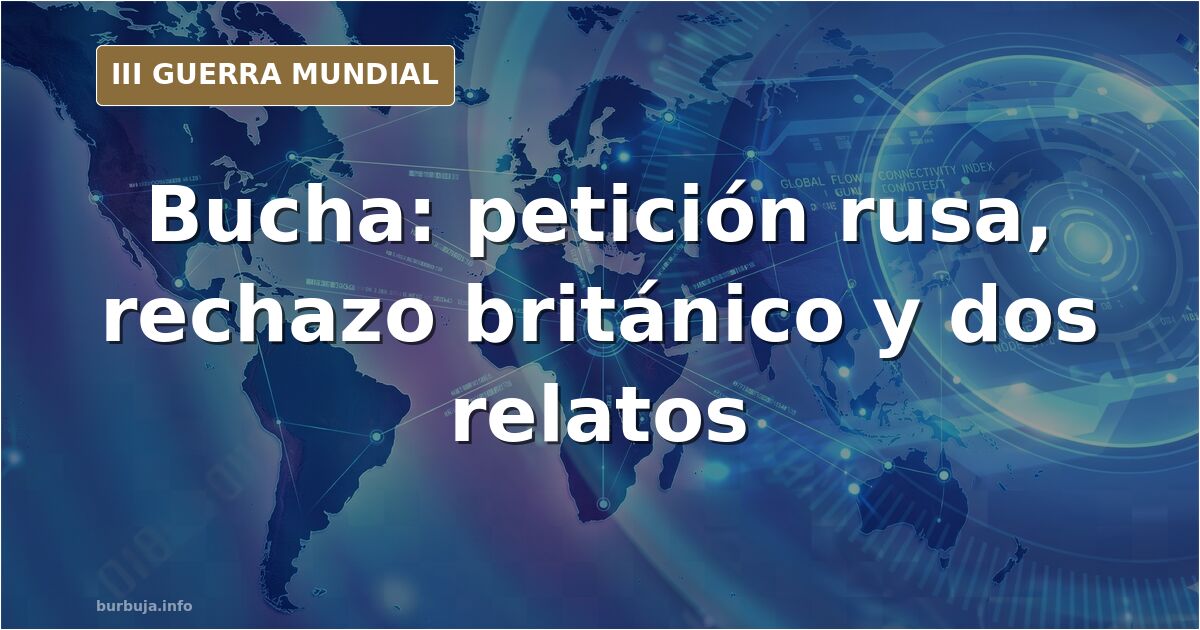 Calle de Bucha con vehículos blindados y un ciclista