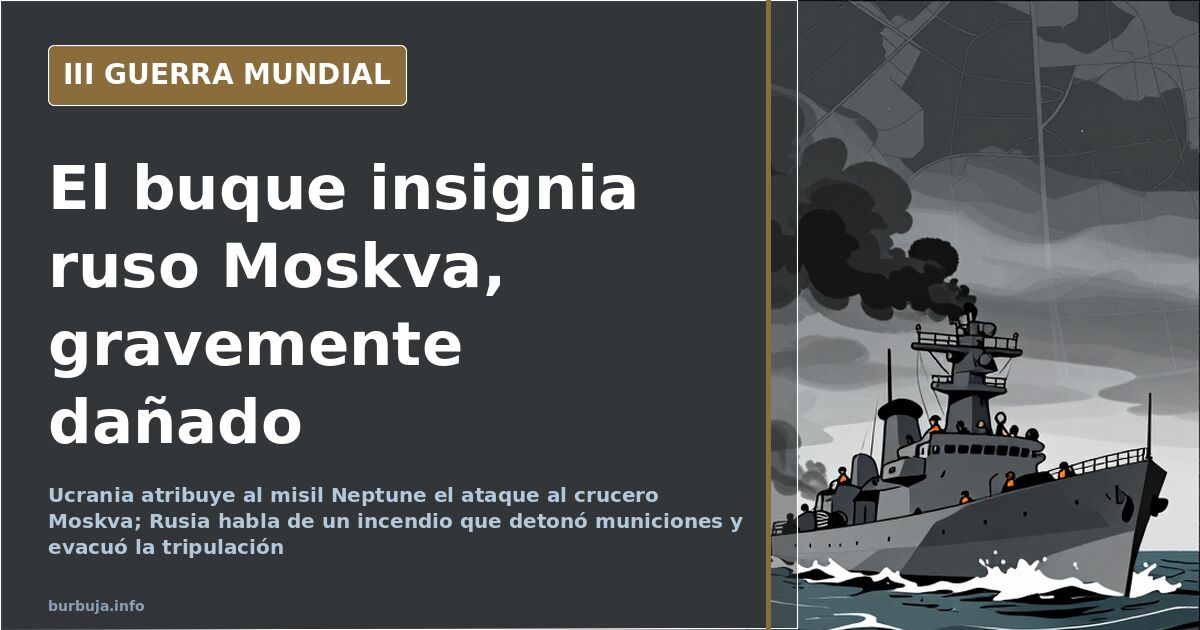 Silueta del crucero Moskva de la Flota del Mar Negro con humo en el horizonte sobre las aguas del mar Negro