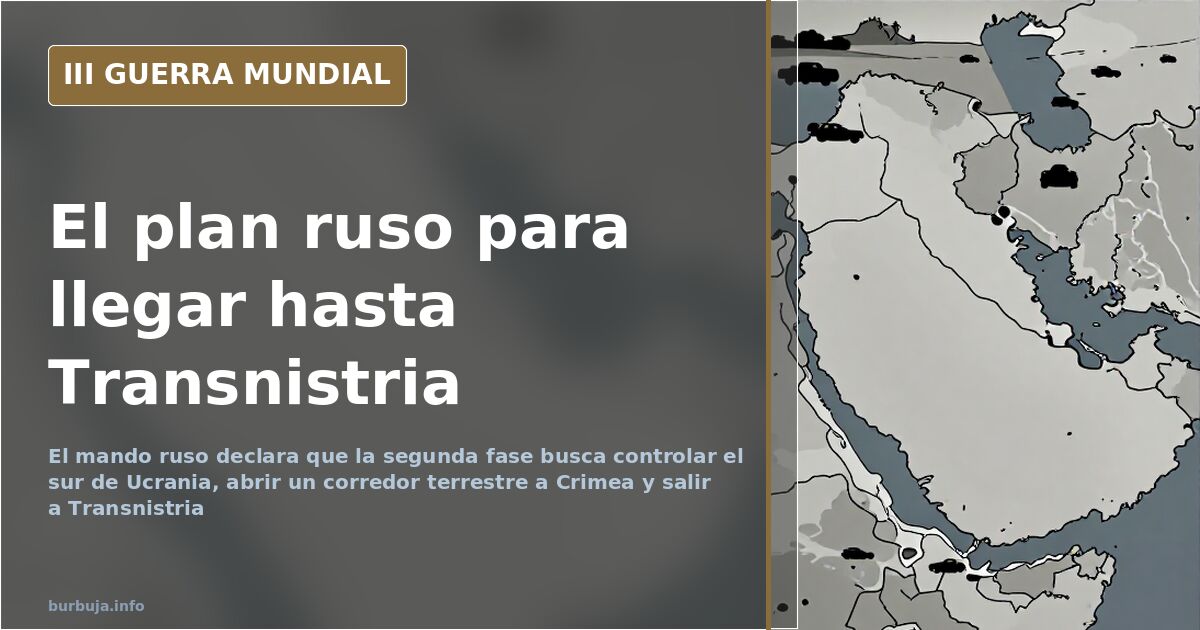 Mapa esquemático del sur de Ucrania con el corredor terrestre hacia Crimea y la salida a Transnistria